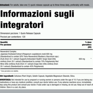Resveratrol Complex innovativo 600mg, 120 capsule - immagine 2