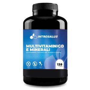 Integratore Multivitaminico e Minerali Introsalus - 120 compresse con Probiotici, Coenzima Q10, Inositolo e Luteina - Senza Glutine e Lattosio - Made in Italy