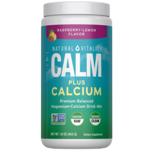 Barattolo Natural Vitality CALM Plus Calcium magnesio citrato in polvere gusto lampone limone 453 g integratore magnesio e calcio